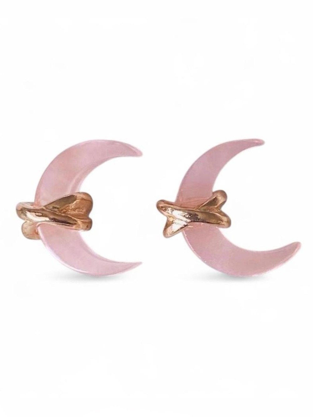 🎀3/$25🎀 Pink Crescent Moon Stud Earrings with Gold Accent
